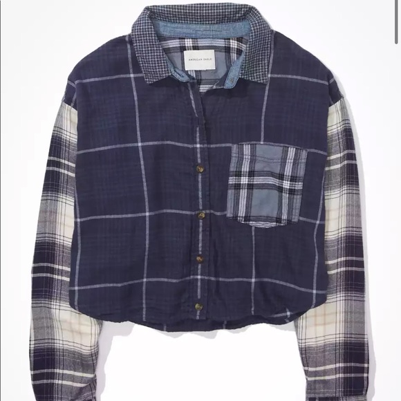 American Eagle Cropped Flannel - Picture 1 of 7